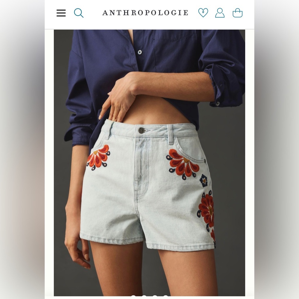 Anthropology farm rio embroidered Jean short xs